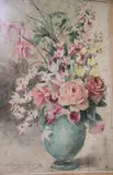 Madeleine Lemaire, Vaso Con Flores, acuarela sobre papel