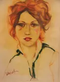 La Pelirroja by Enrique Sobisch, pastel sobre papel, offered Jun 2025