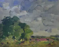 Paisaje by Gastón Jarry, óleo sobre cartón entelado, offered Jun 2025