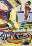 Bote En El Muelle by Yiyu Finke, óleo sobre hardboard, offered Mar 2025