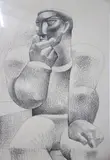 Hombre Pensando by Pascual di Bianco, dibujo a la tinta, offered Mar 2025