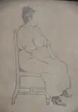 Mujer Sentada by Juan Carlos Castagnino, dibujo al lápiz, fechado abajo a la derecha 916, offered Mar 2025