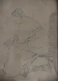 Mujer Sentada by Juan Carlos Castagnino, dibujo al lápiz, offered Mar 2025