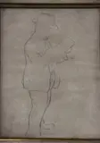 Personaje Leyendo by Juan Carlos Castagnino, dibujo al lápiz, offered Mar 2025