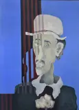 Estela Pereda, Retrato De Un Señor Rayado, óleo sobre tela