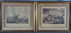 Henry Thomas Alken, THE FOAL; IN TRAINING; THE RACER; THE HUNTER; THE POST HORSE y THE DEATH, grabados en colores, de la serie THE HIGH METTLED RACER, algunas manchas de humedad