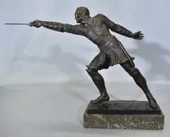 Rudolf Küchler, Caballero Con Espada, escultura de bronce patinado