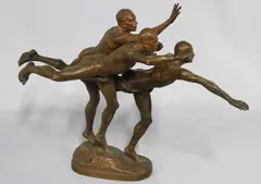 Alfred Boucher, Au But, escultura de bronce con pátina marrón