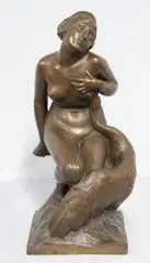 Antonio Besesti, Leda Y El Cisne, escultura de bronce patinado