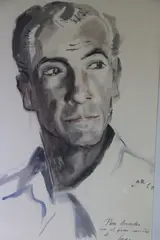 Jorge Larco, Retrato Masculino, tinta china y acuarela