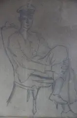 Jorge Larco, Joven Sentado, dibujo al lápiz