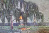 Walter de Navazio, Paisaje Crepuscular, óleo sobre tabla