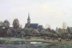 Paisaje Breton by Pierre Emmanuel Damoye, óleo sobre tela, offered Oct 2024