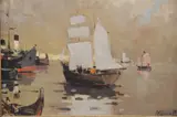 Ivan Karpov, Veleros, óleo sobre tabla
