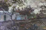 Carlo Brancaccio, Maisons Rustiques A Capri, óleo sobre tabla