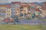 Paisaje Español by Raul C. Ramon Prieto, óleo sobre cartón, offered Oct 2024