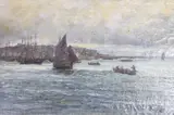 Barcas En La Costa by Émile Vernier, óleo sobre tela, offered Oct 2024