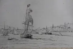 Johan Jongkind, Entree Du Port De Honfleur, grabado