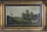 Ludwig Sckell, Paisaje Con Personajes Y Animales, óleo sobre tela