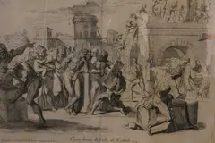 Charles-Louis Simonneau, Caim Bastit La Ville D' Henoch, grabado realizado en base a un diseño de Lafage, Raymond (1656/ 1690)