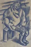 Otto Dix, Bettler (Pordiosero), dibujo a la carbonilla