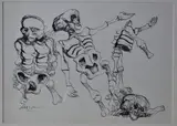 Ernesto Deira, Esqueletos, dibujo a la tinta