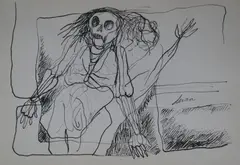 Ernesto Deira, Esperando El Tiempo, dibujo a la tinta