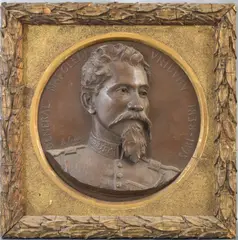 General Napoleon Uriburu 1835-1895 by Alfred-Désiré Lanson, OLEON URIBURU 1835-1895, placa circular en relieve de bronce patinado titulado y fir, offered Dec 2023