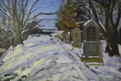 Richard Pietzsch, Paisaje Nevado, óleo sobre tela