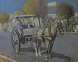 Manuel Vidal Barros, Carro De Lechero, óleo sobre hardboard