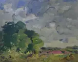 Gastón Jarry, Paisaje, óleo sobre cartón entelado