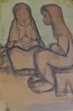 Raúl Schurjin, Dos Niñas Tomando Mate, técnica mixta