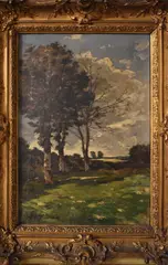 Henri Harpignies, Paisaje Con Arboles, óleo sobre tela