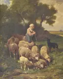 Frans De Beul, Pastora Y Sus Ovejas, óleo sobre tela