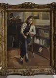Pedro Antonuccio, Mujer Sentada, óleo sobre tabla