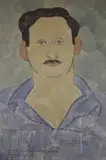 Juan Grela, Hombre Con Bigote, acuarela