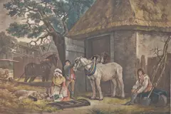 John Raphael Smith, Feeding The Pigs, grabado en colores realizado por John R