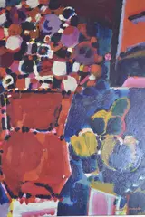 Florero Colorado by Julio Barragán, óleo sobre hardboard, offered Jul 2024
