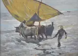Armando Repetto, La Vuelta De La Pesca, óleo sobre cartón