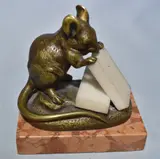 Clovis-Edmond Masson, Raton Comiendo, escultura de bronce dorado
