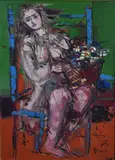Bruno Venier, Desnudo Con Canasto, óleo sobre tela