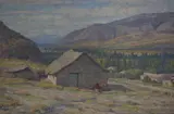 Ceferino Carnacini, Viejo Rancho En El Alamito, óleo sobre hardboard