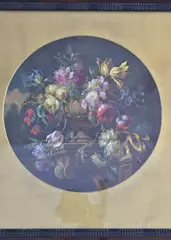 Francesco Bosso, Vaso Con Flores, óleo circular