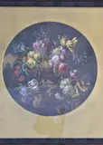 Francesco Bosso, Vaso Con Flores, óleo circular
