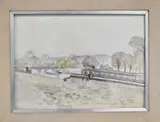 Héctor Basaldúa, Paisaje De Sanary, acuarela