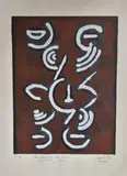 Eduardo Macentyre, Abstracto, grabado prueba de artista, dedicado y