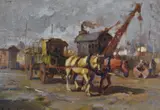 Armando Repetto, Carro En El Puerto, óleo sobre sobre madera