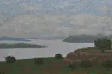 Guillermo Butler, Paisaje Fluvial, óleo sobre cartón