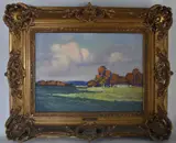 Atilio Malinverno, Paisaje Soleado, óleo sobre cartón