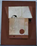 Marcelo Bonevardi, White Charm, óleo y collage sobre construcción en madera y tela